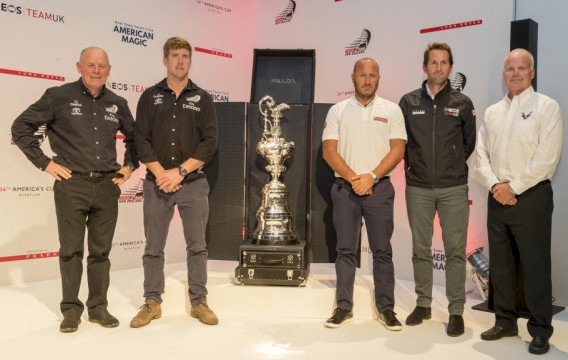 Grant Dalton, CEO Emirates Team New Zealand, Peter Burling, Helmsman Emirates Team New Zealand, Max Sirena, skipper Luna Rossa, Sir Ben Ainslie, skipper INEOS Team UK, Terry Hutchinson, skipper American Magic © CARLO BORLENGHI