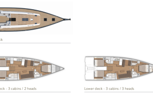 Beneteau First 53, piani di coperta e interni