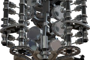 Il V8 Mercury standard. La versione “360 Apex” non dispone dell’albero di bilanciamento
