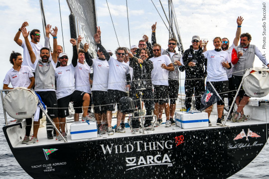 Victorious on the water and under IRC in the 2022 151 Miglia - Trofeo Cetilar - Furio Benussi's 100ft ARCA SGR.
Photo: Studio Taccola