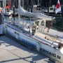 Kenichi Hori and Suntory Mermaid III at the San Francisco Yacht Club in Tiburon, Calif. before sailing from San Francisco to Chiba, Japan.