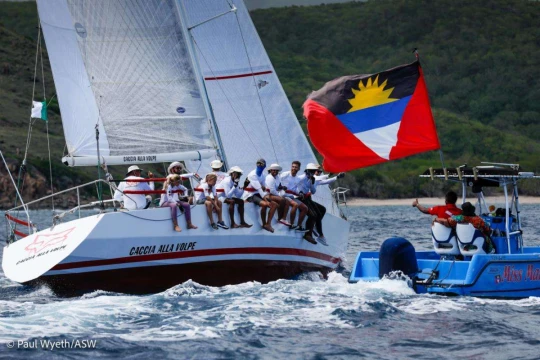 Another win in today's racing for Caccia Alla Volpe at Antigua Sailing Week © Paul Wyeth/pwpictures.com