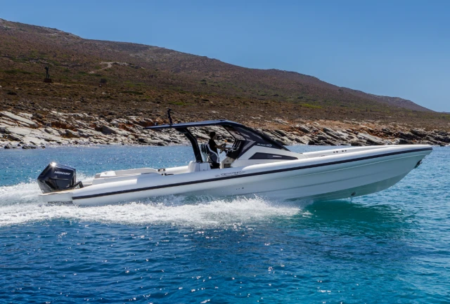 All set for the Technohull Alpha 40 debut at the 2025 Venice Boat Show