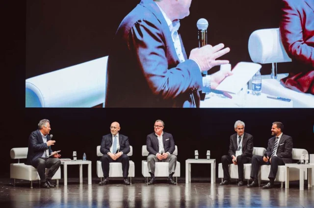 Conference 'The Big Players' - from left: Fabio Pozzo, Diego Deprati, Vasco Buonpensiere, Vincenzo Poerio, and Sebastiano Fanizza