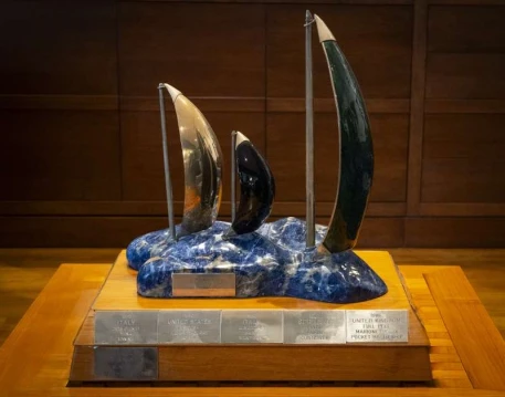 The Sardinia Cup trophy displayed at the Yacht Club Costa Smeralda