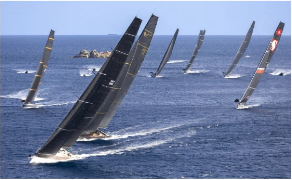 The Maxi 1 fleet racing in the La Maddalena Archipelago, Maxi Yacht Rolex Cup 2024.

Photo credit: Rolex/Carlo Borlenghi
