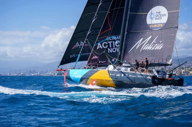 Team Malizia at the arrival of Leg 4 of The Ocean Race Europe 2025 in Genova ©️ Marie Lefloch | Team Malizia