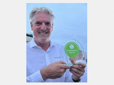 Marcus Warrelmann, CEO of SEA.AI celebrates the company's Innovation Route Award