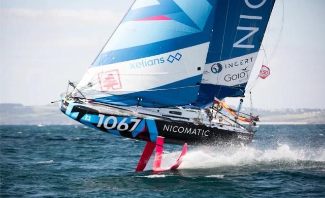 Benoît Marie, impegnato nella Mini Transat in solitario verso la Guadalupa. ©Manon Le Guen, 2024