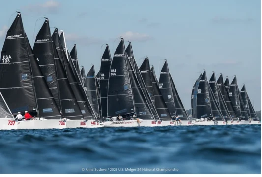 Fleet in formation: The Melges 24s poised for action on a beautiful Pensacola Bay afternoon.
Photo by : Anna Susslova / US Melges 24 Class Association