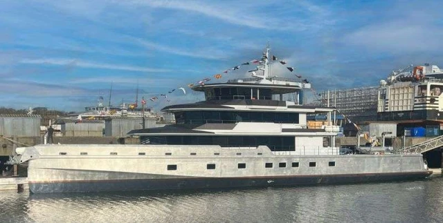 JFA Yachts launches its new 50m Aluminium Explorer motor yacht in Concarneau