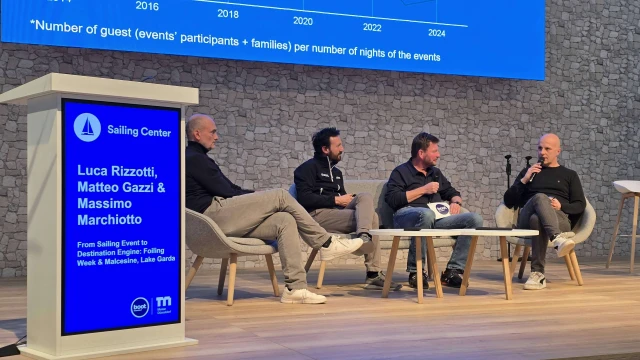 Marchiotto - Assessore del Comune di Malcesine, Rizzotti - Presidente di The Foiling Organization, Krall - Moderatore, Gazzi - Comune di Malcesine