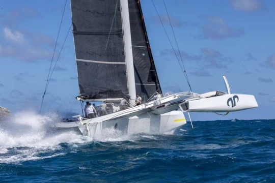 A new race record was set in the 48nm Antigua 360 by Jason Carroll's MOD70 Argo © Tim Wright/RORC