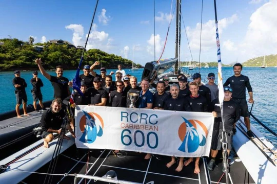 Remon Vos’ RP100 Black Jack 100, skippered by Tristan Le Brun, has taken Monohull Line Honours in the 2026 RORC Caribbean 600 ﻿
﻿© Arthur Daniel/RORC