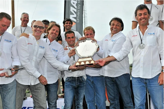 Flavio Favini and Franco Rossini's BluMoon team (SUI825) - Melges 24 European Champions 2013 with the Giorgio Zuccoli's trophy in Medemblik, the Netherlands © Pierrick Contin