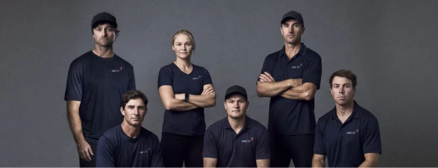 FROM LEFT, HANS HENKEN, LUCAS CALABRESE, LOUISA NORDSTROM, HARRY MELGES IV, MICHAEL MENNINGER, RILEY GIBBS
